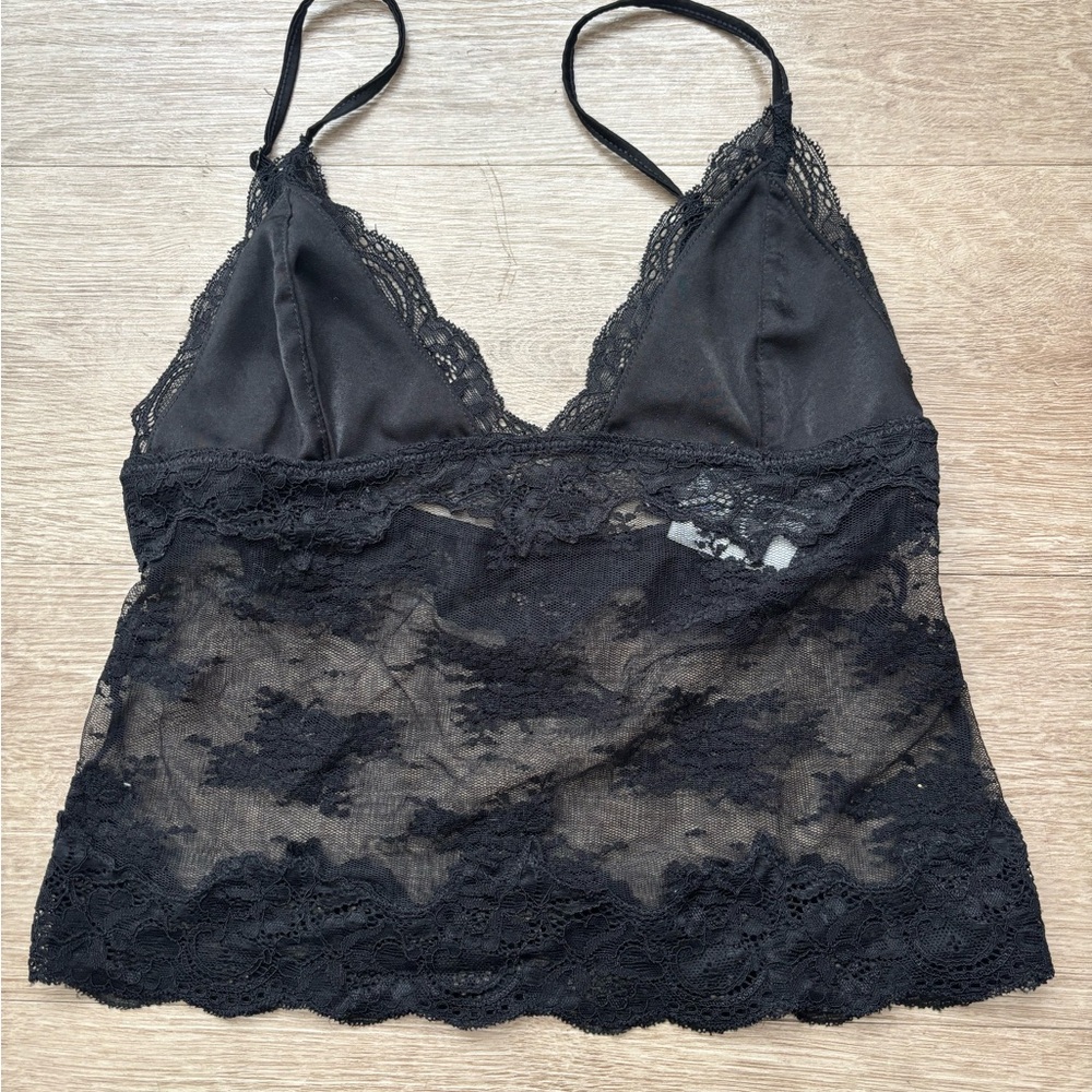 White Fox Boutique Black Lace Sheer Cami Top